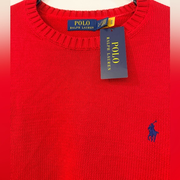 NWT Polo Ralph Lauren Vibrant Red Crewneck Sweater Size Authenticated - Picture 4 of 8